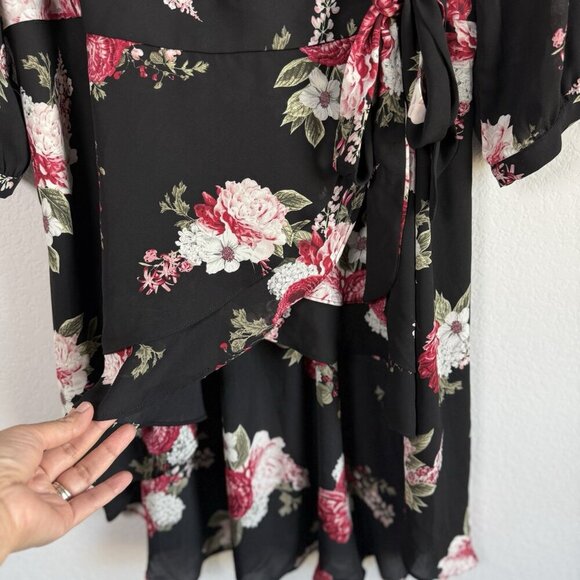 Torrid Womens Floral Georgette Wrap Tunic Blouse Top Size 2X Waterfall Front NWT - Picture 11 of 16